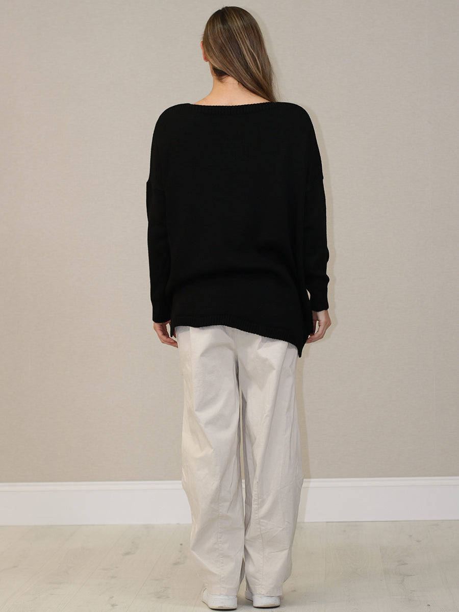 Crochet Knit Hi-Lo Xmas Jumper