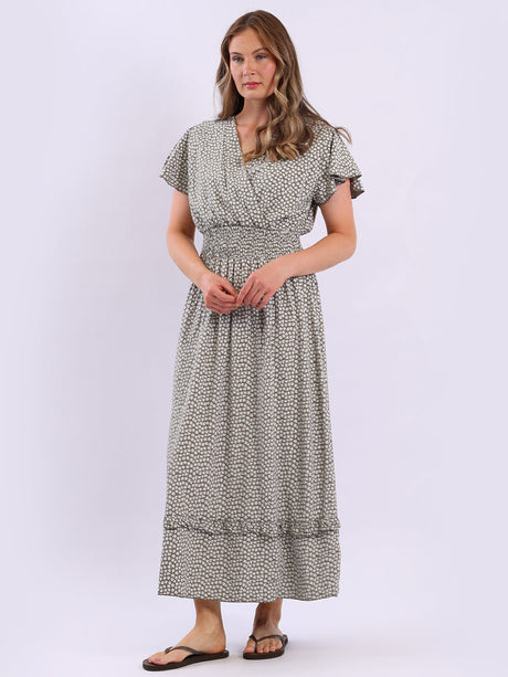 Smocked Floral Dress Mocha