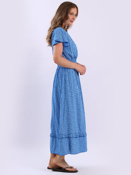 V Wrap Neck Smocked Floral Dress