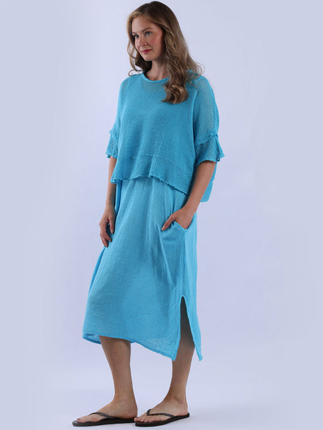 Mesh Net Solid Cotton Dress