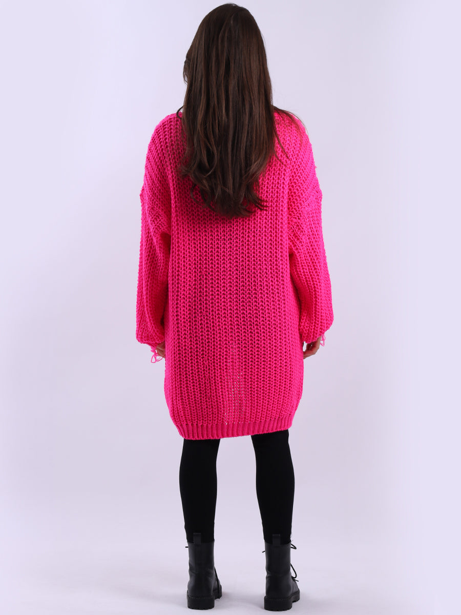 Women Longline Fringe Chunky Knit Jumper
