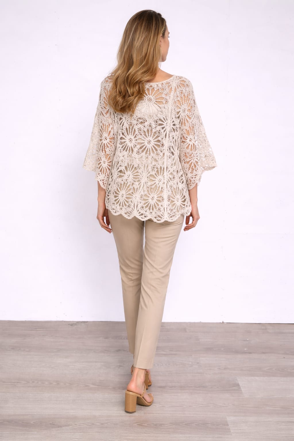 Crochet Sequin Shimmer Batwing Top