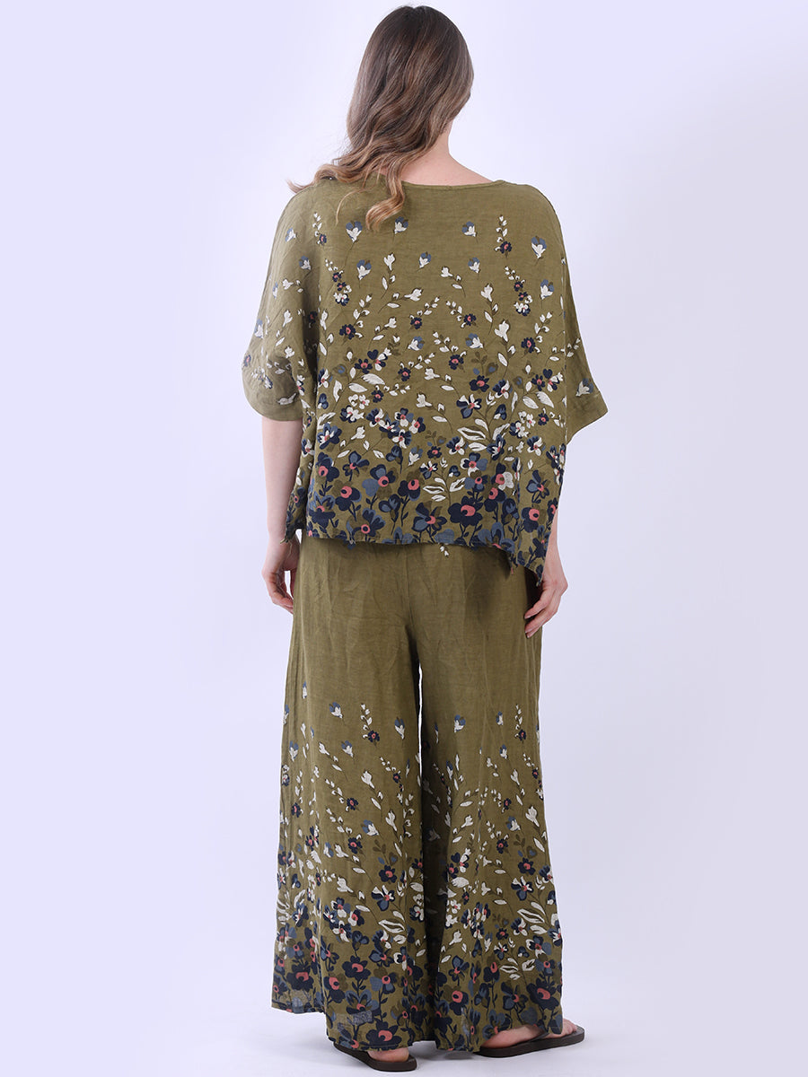Ladies Batwing Floral Linen Top