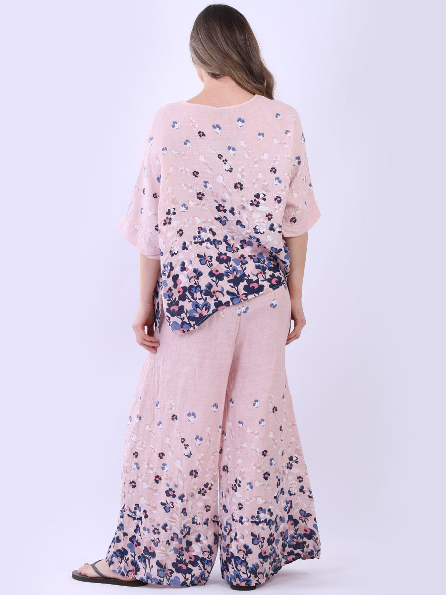 Ladies Batwing Floral Linen Top