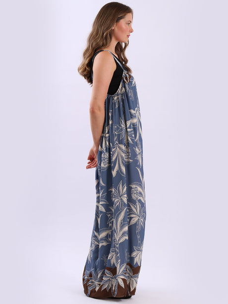 Plus Size Floral Strappy Cotton Jumpsuit