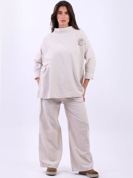 Cotton Corduroy Baggy Top Beige
