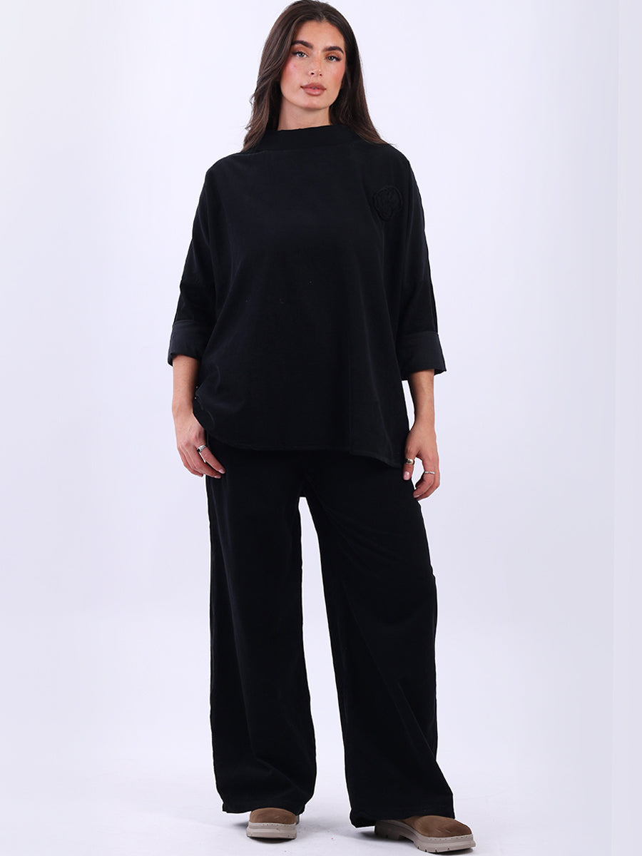 Cotton Corduroy Baggy Top Black