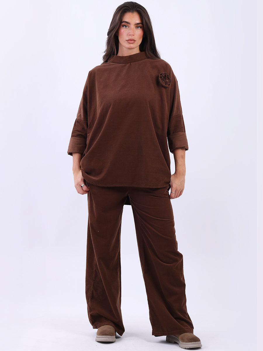 Cotton Corduroy Baggy Top Chocolate