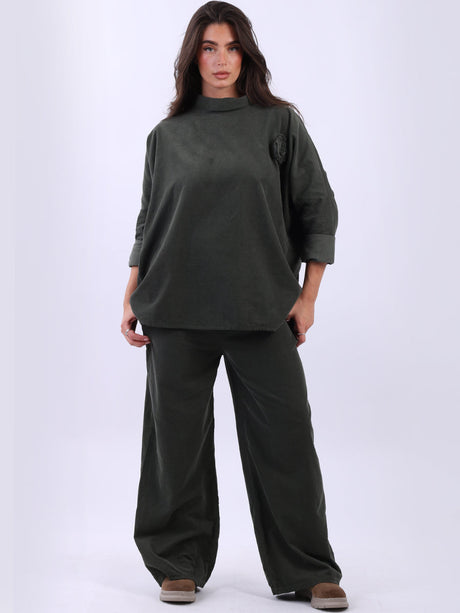 Cotton Corduroy Baggy Top Khaki