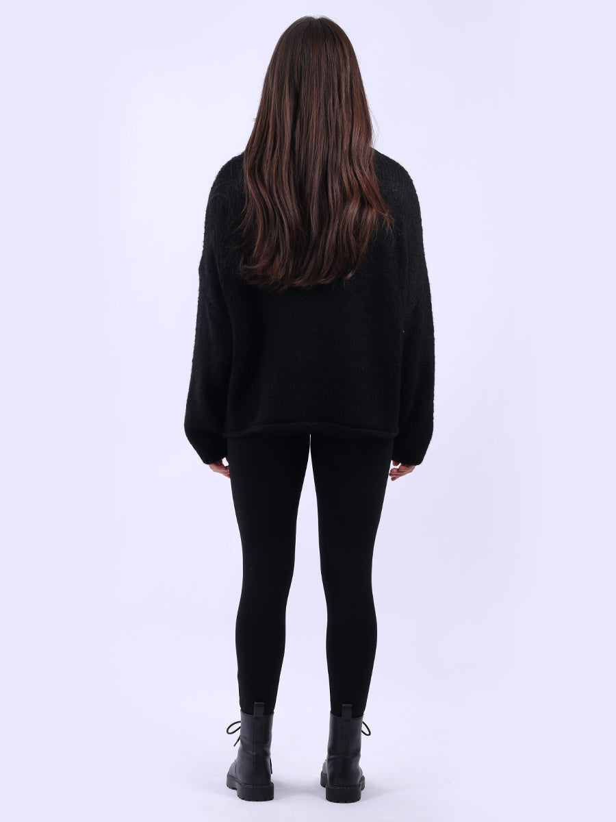 Drop Shoulder Floral Knit Wooly Jumper