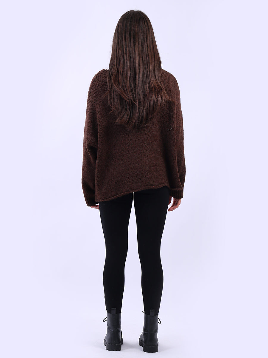 Drop Shoulder Floral Knit Wooly Jumper