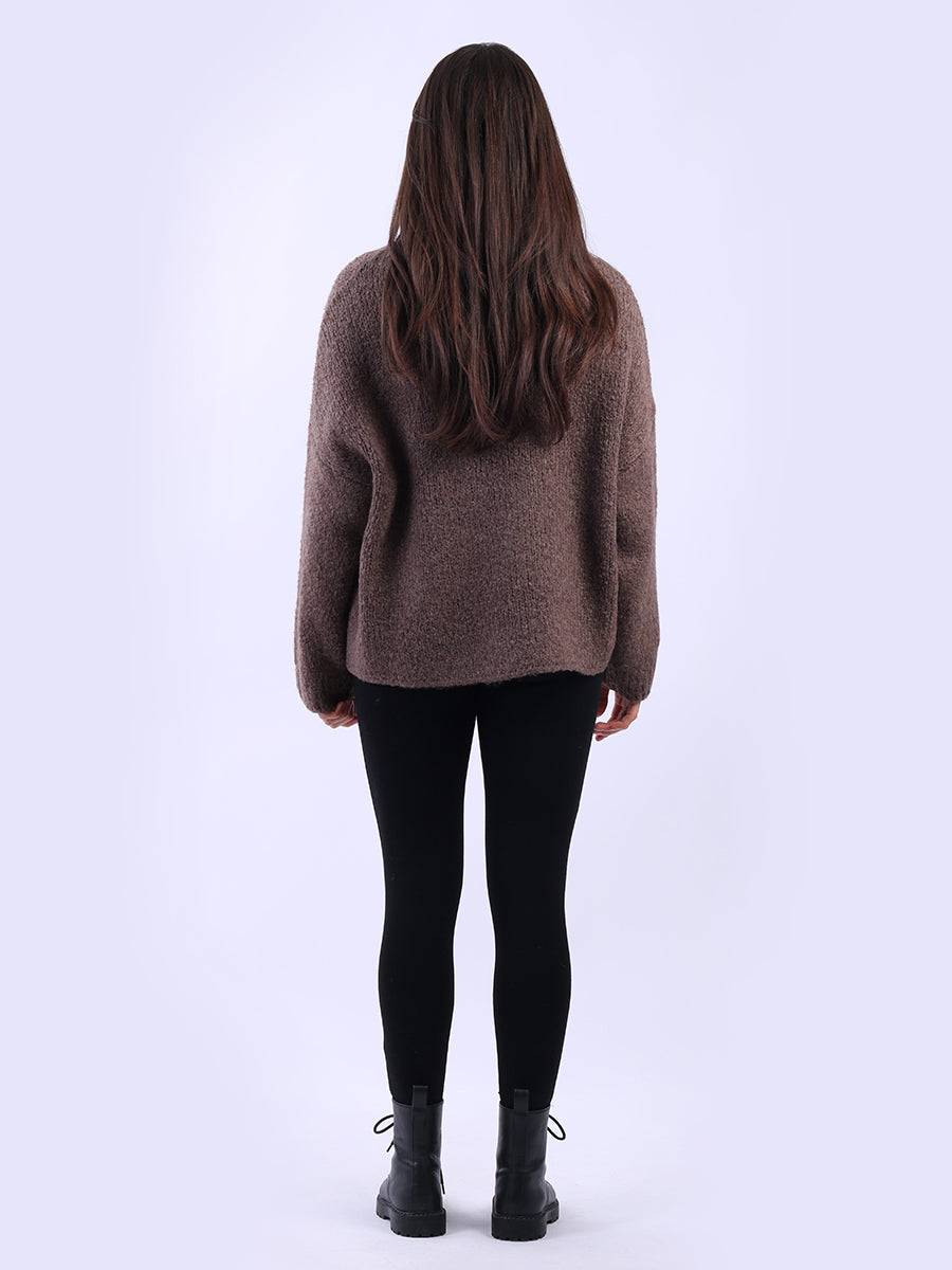 Drop Shoulder Floral Knit Wooly Jumper