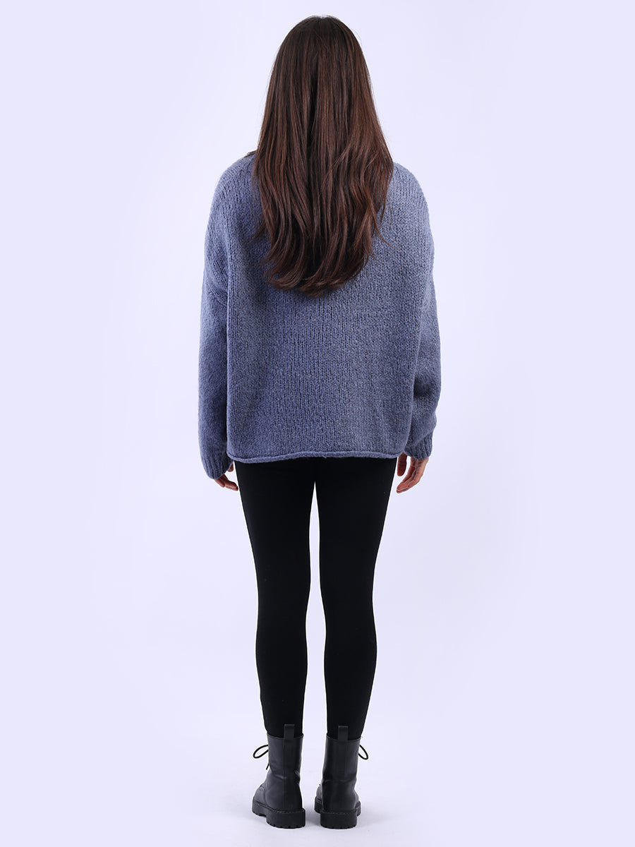 Drop Shoulder Floral Knit Wooly Jumper