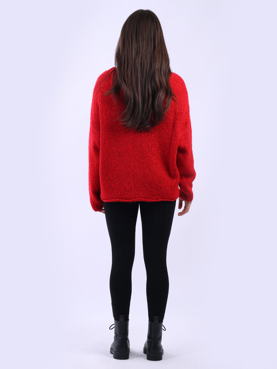 Drop Shoulder Floral Knit Wooly Jumper