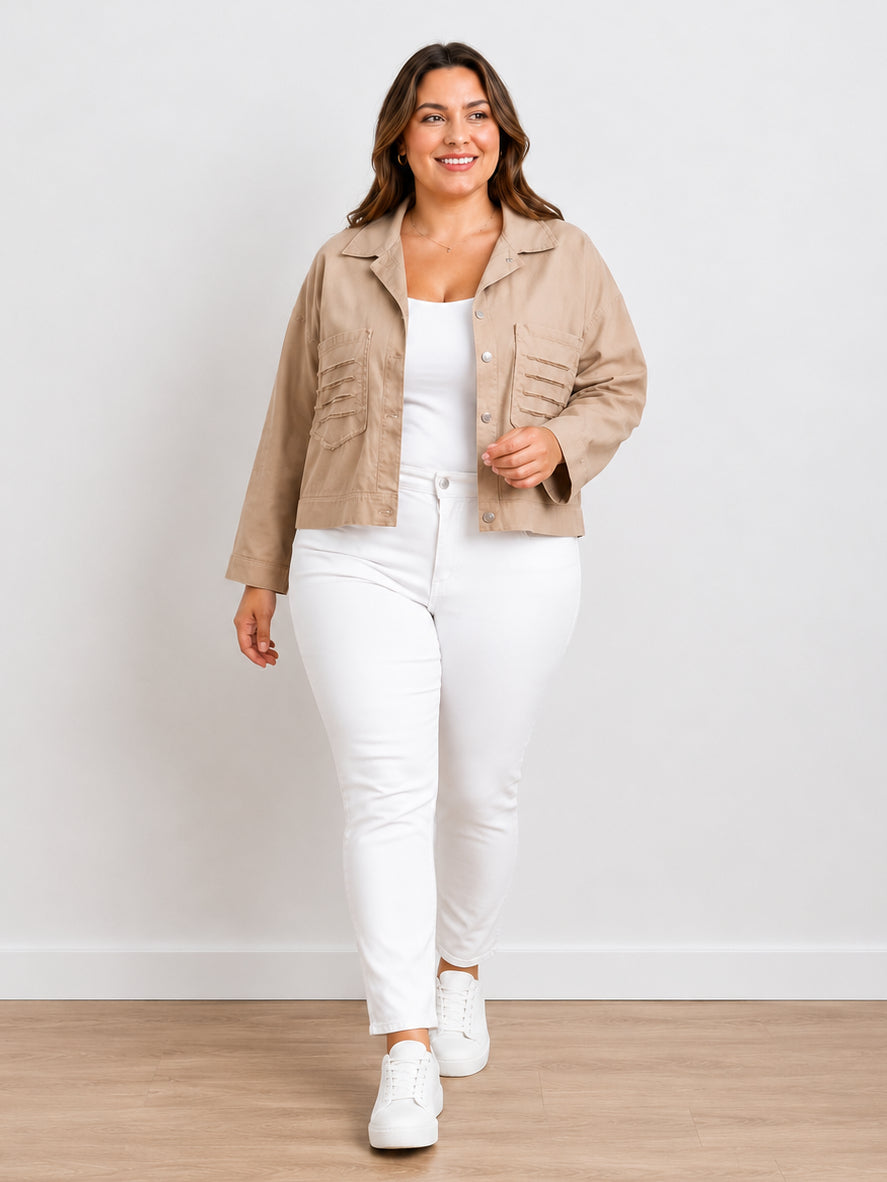 Oversized Cotton Jacket Beige