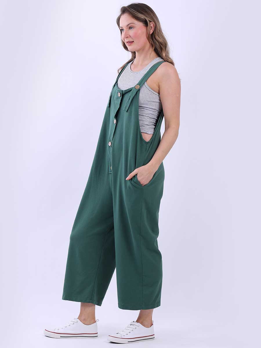 Women Plain Cotton Strappy Dungaree