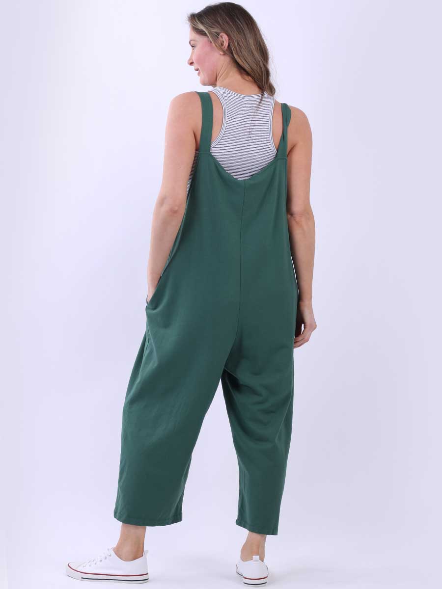 Women Plain Cotton Strappy Dungaree