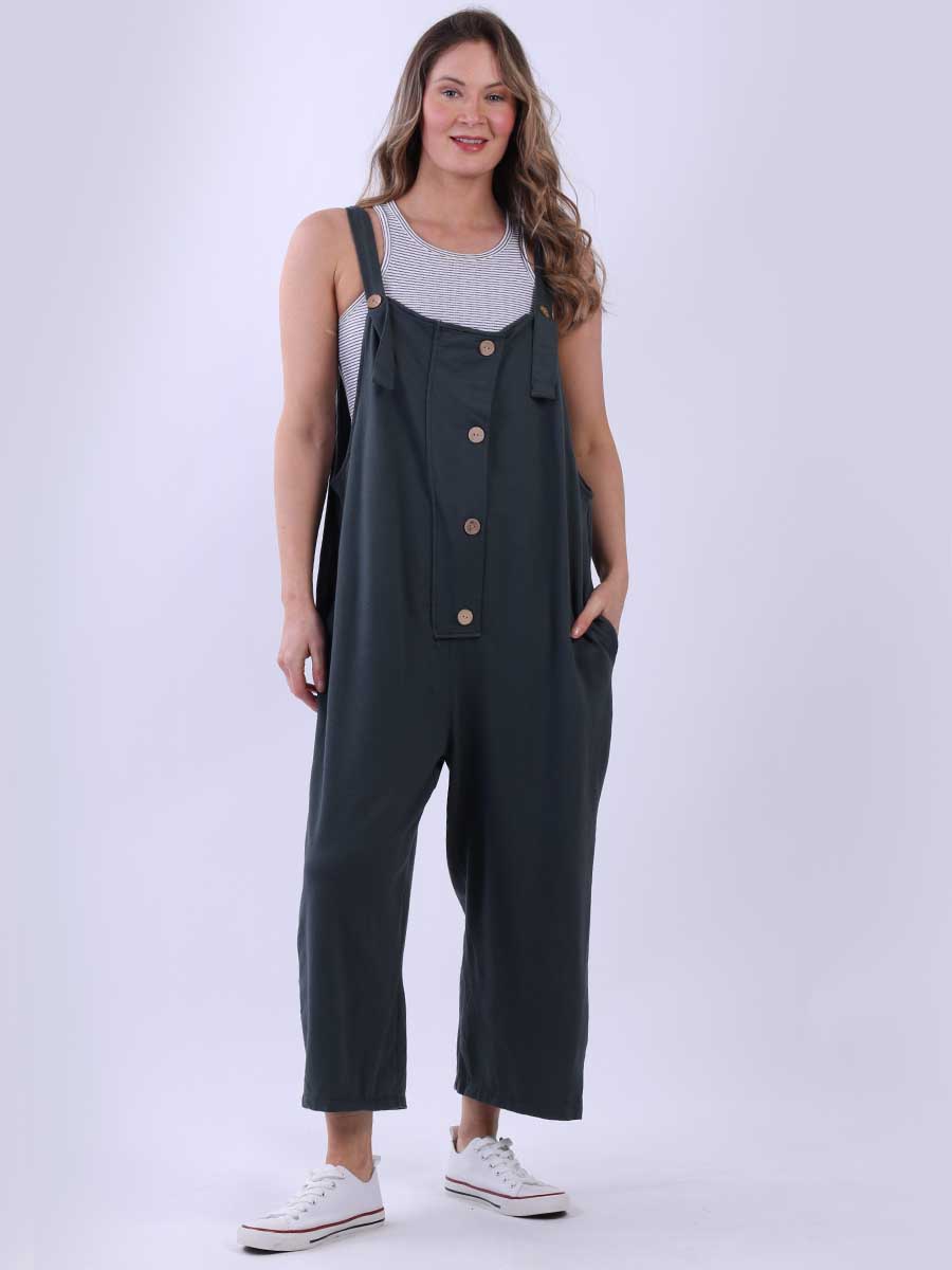 Plain Cotton Dungaree Charcoal