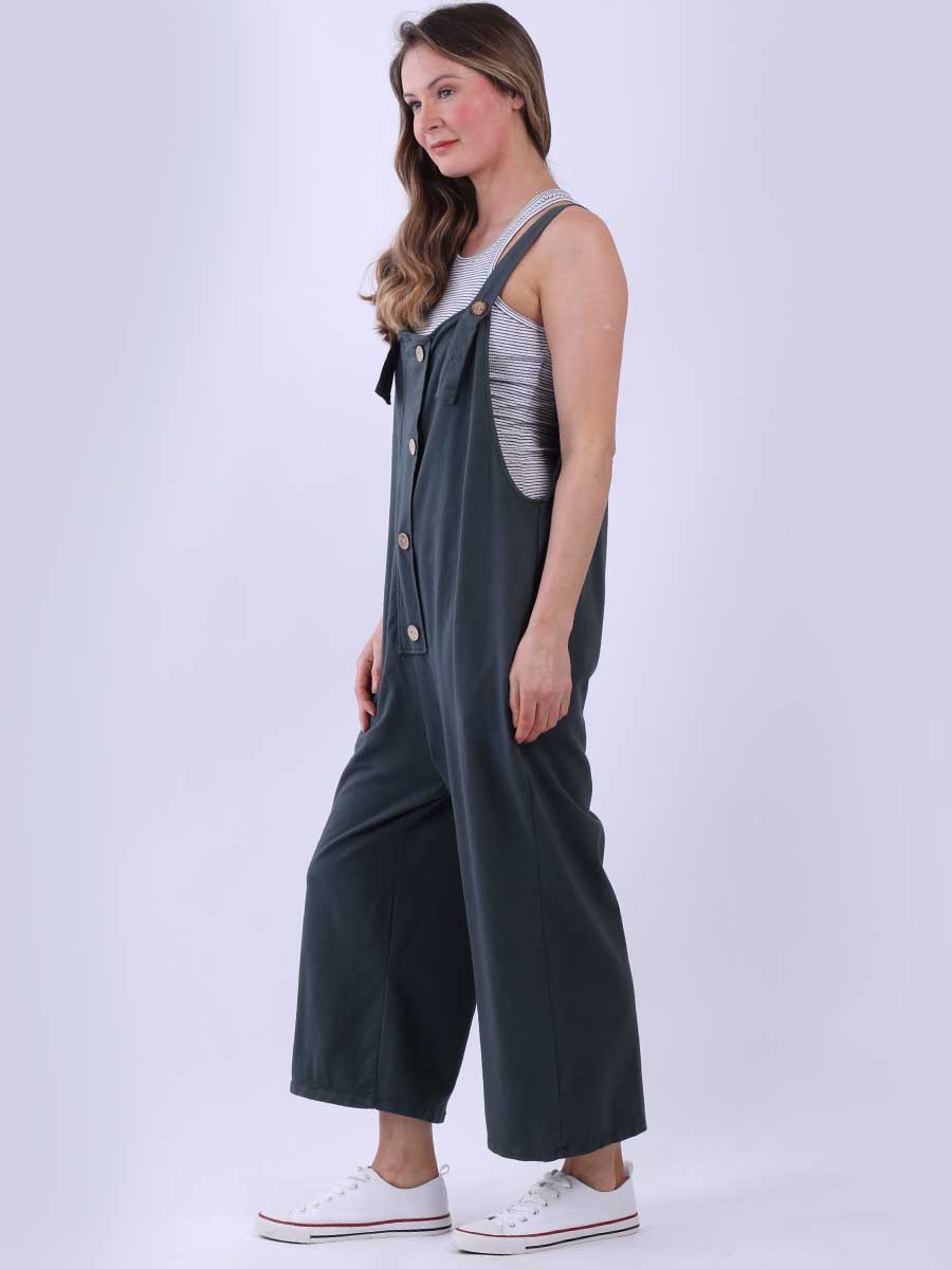 Women Plain Cotton Strappy Dungaree