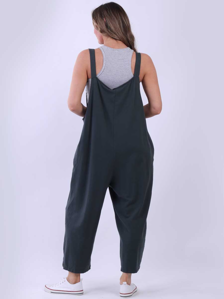 Women Plain Cotton Strappy Dungaree