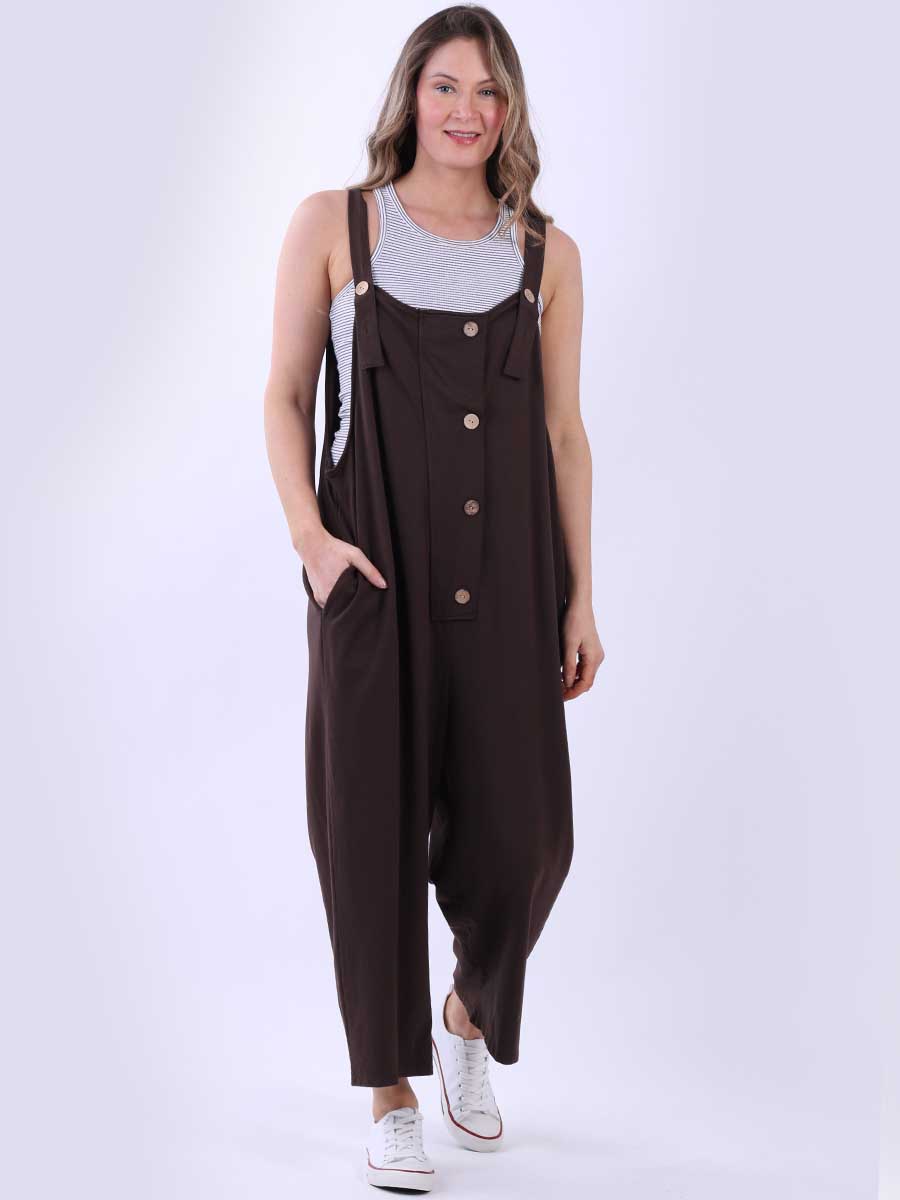 Plain Cotton Dungaree Chocolate