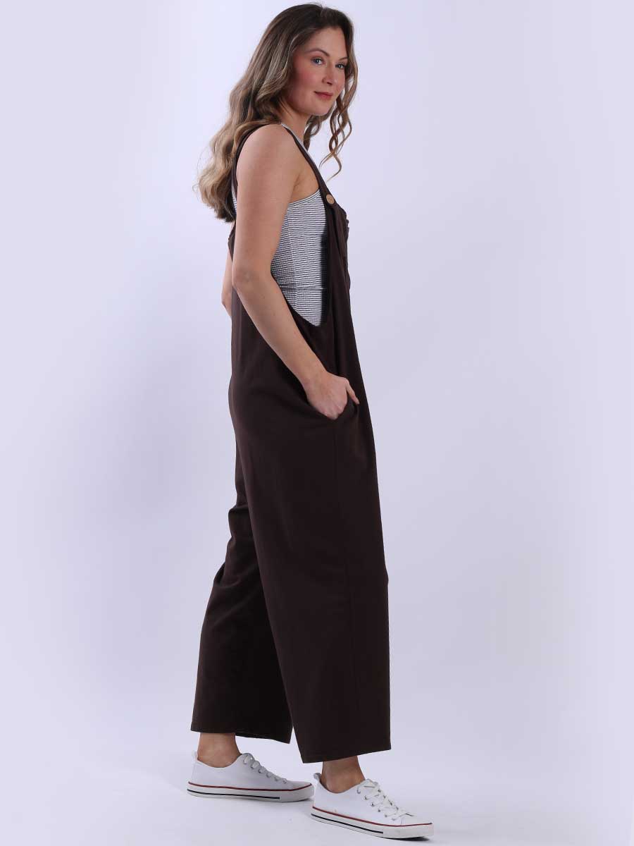 Women Plain Cotton Strappy Dungaree
