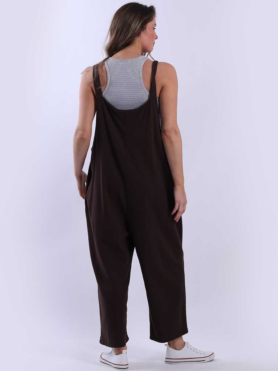 Women Plain Cotton Strappy Dungaree