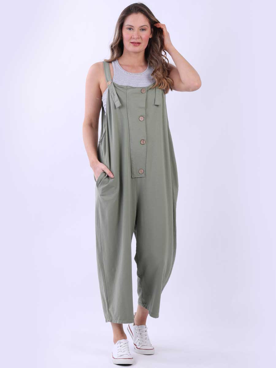 Plain Cotton Dungaree Khaki