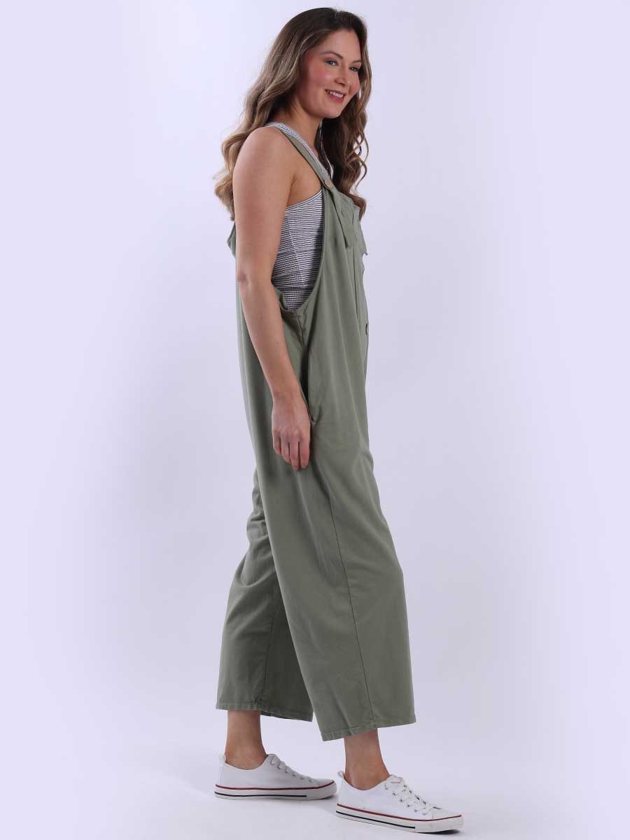 Women Plain Cotton Strappy Dungaree