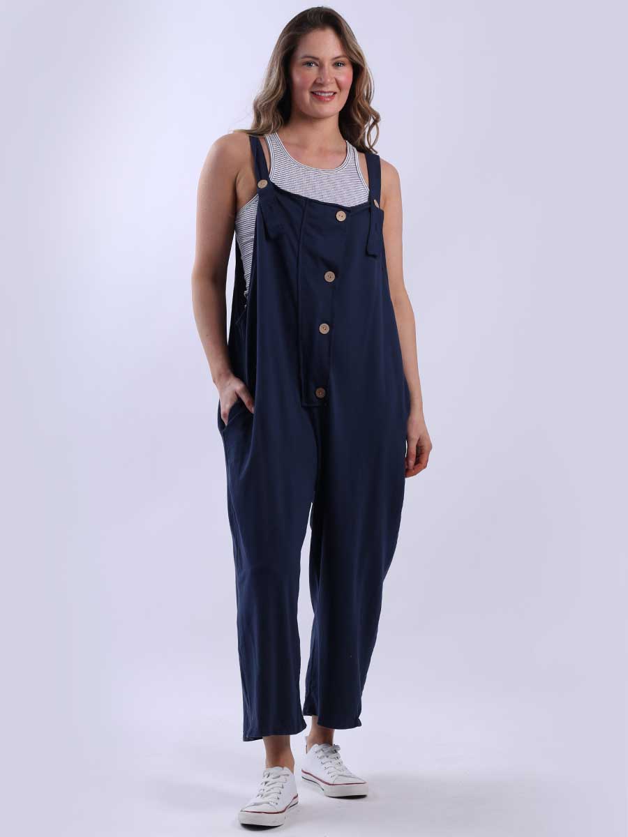 Plain Cotton Dungaree Navy