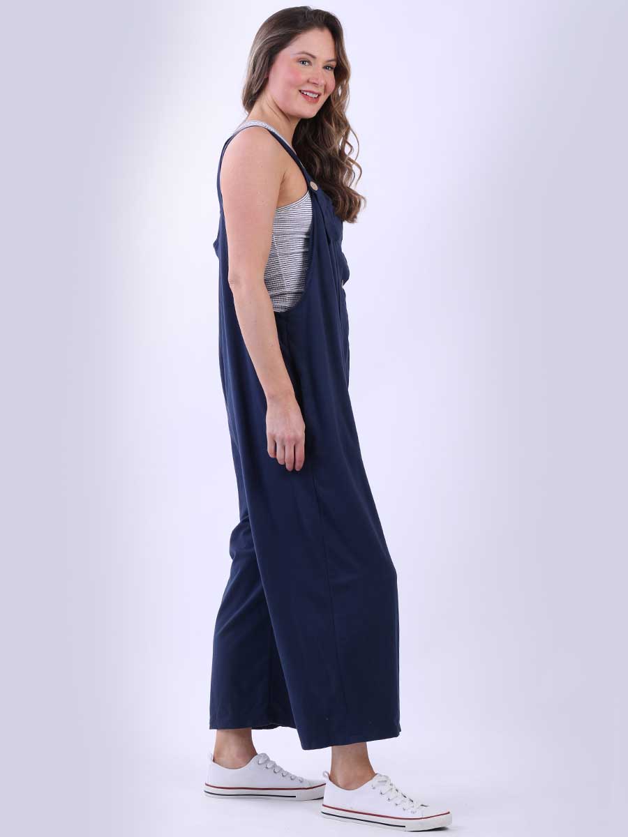 Women Plain Cotton Strappy Dungaree