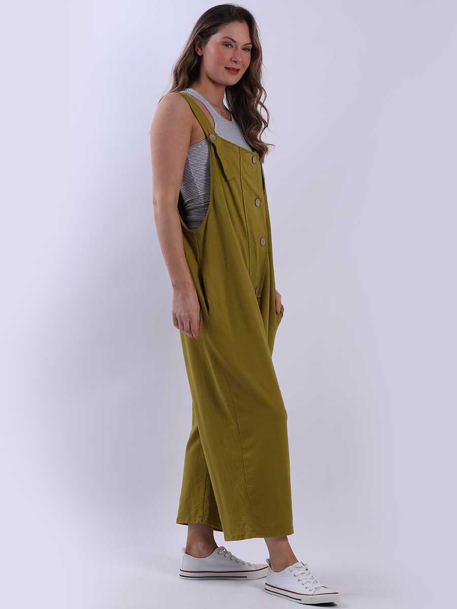 Women Plain Cotton Strappy Dungaree