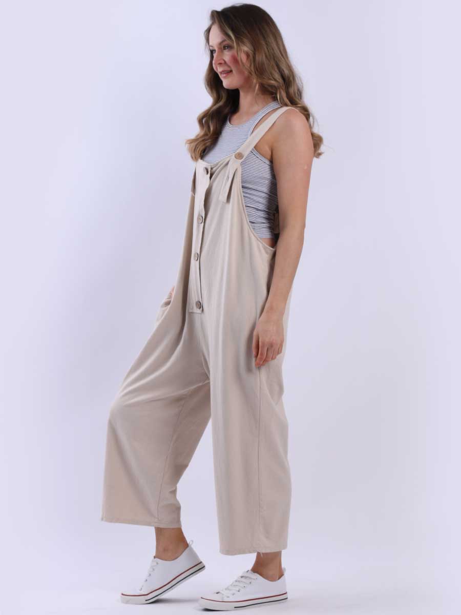Women Plain Cotton Strappy Dungaree