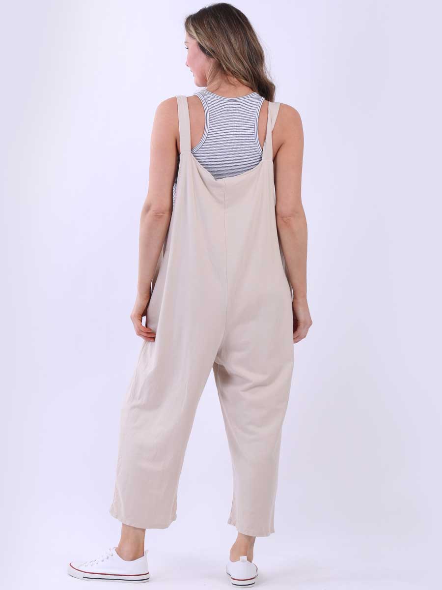 Women Plain Cotton Strappy Dungaree