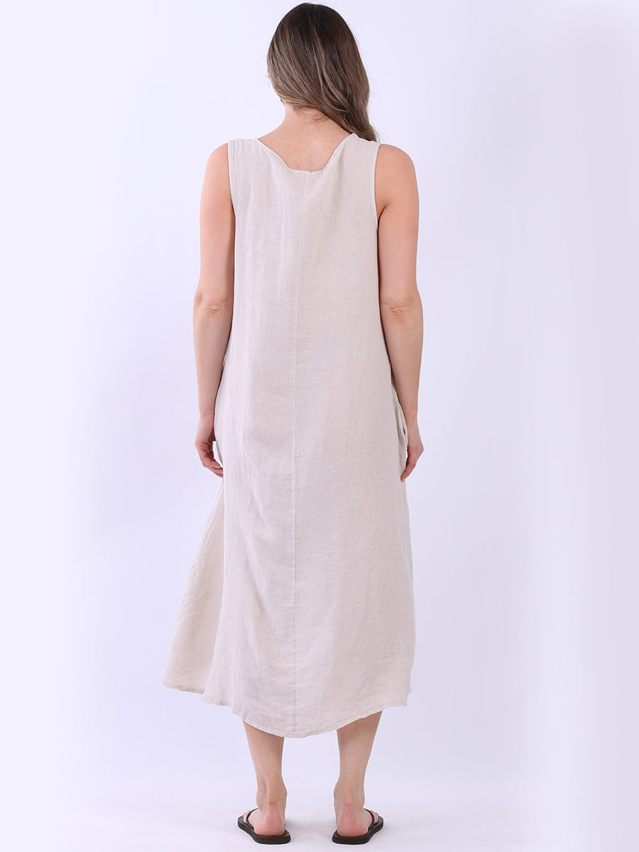 Solid Linen Sleeveless Slouchy Dress