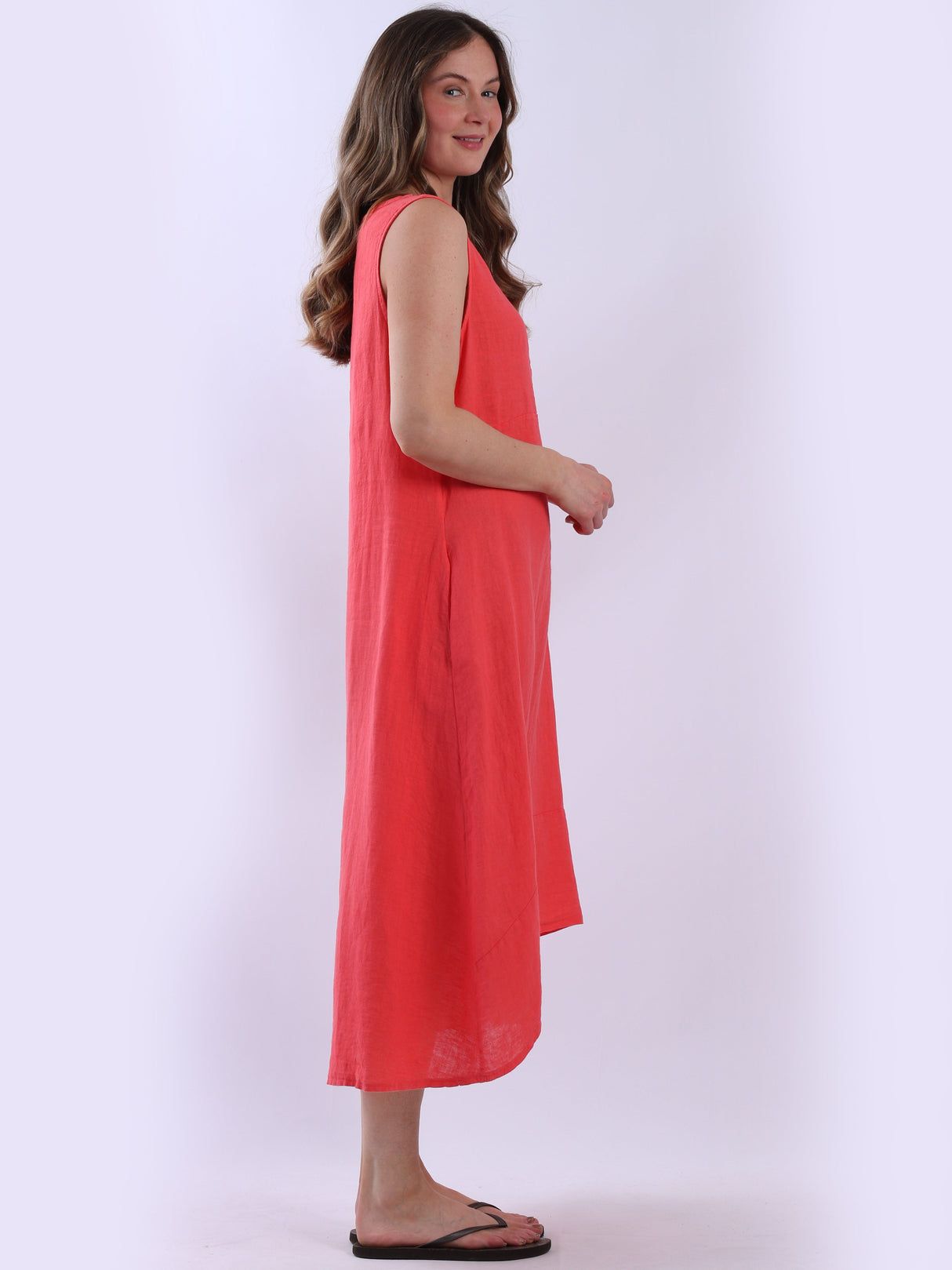 Solid Linen Sleeveless Slouchy Dress