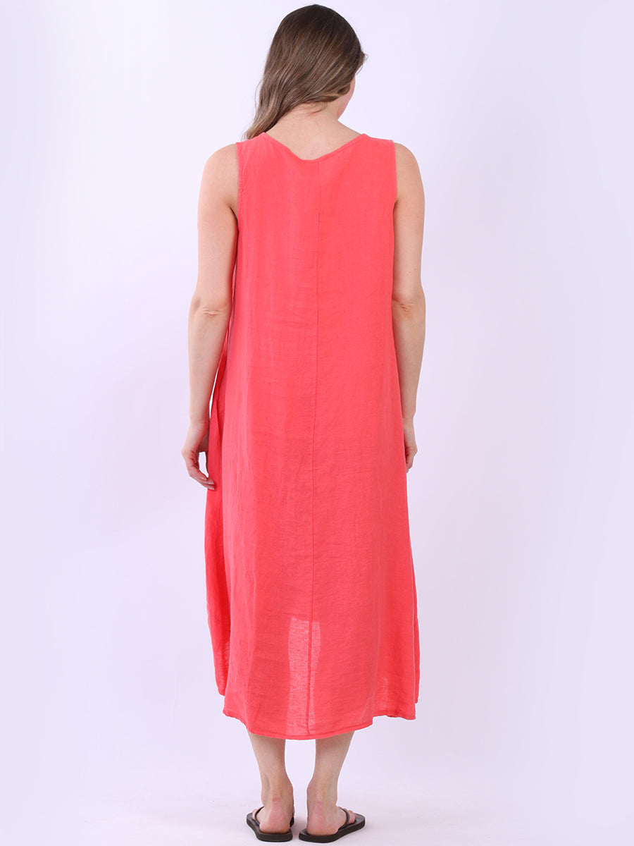 Solid Linen Sleeveless Slouchy Dress