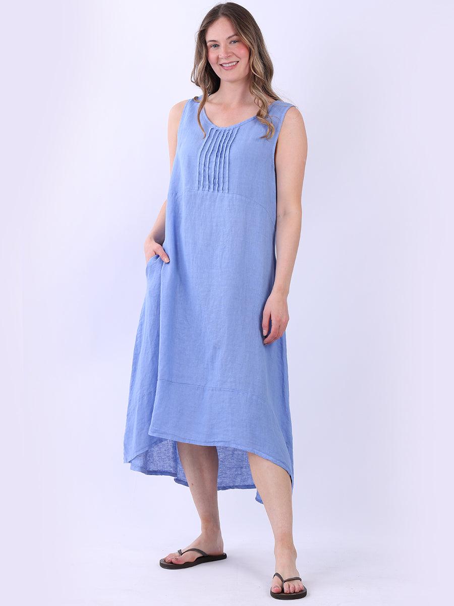 Sleeveless Linen Dress Denim