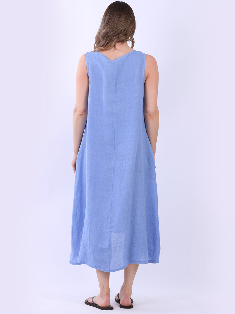 Solid Linen Sleeveless Slouchy Dress
