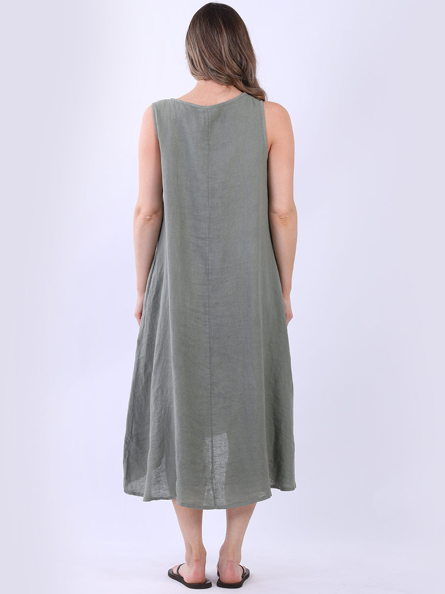 Solid Linen Sleeveless Slouchy Dress