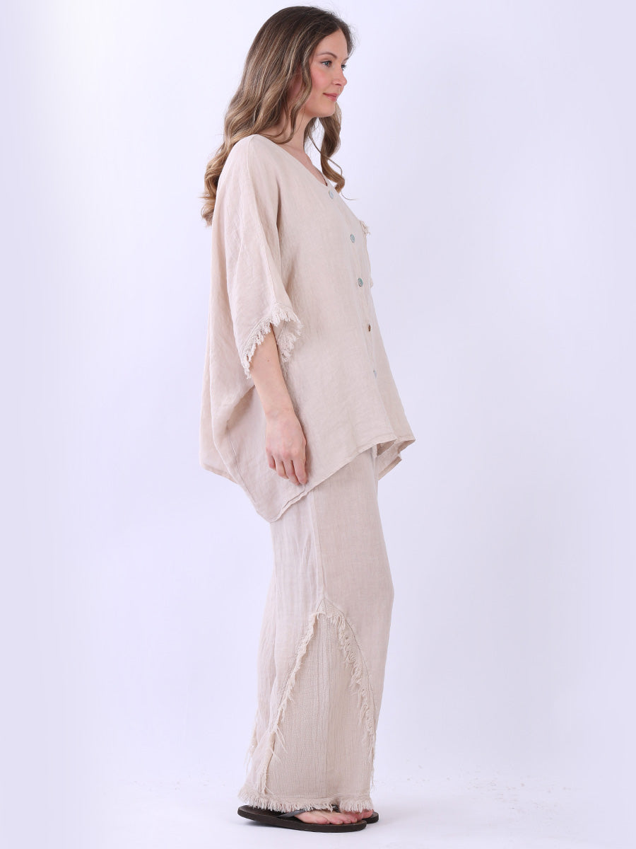 Women Solid Linen Batwing Top
