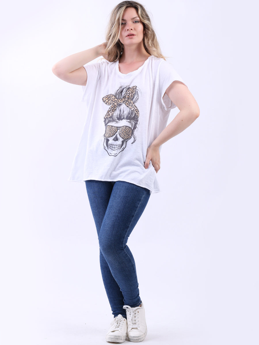 Women Cotton Baggy Tee White