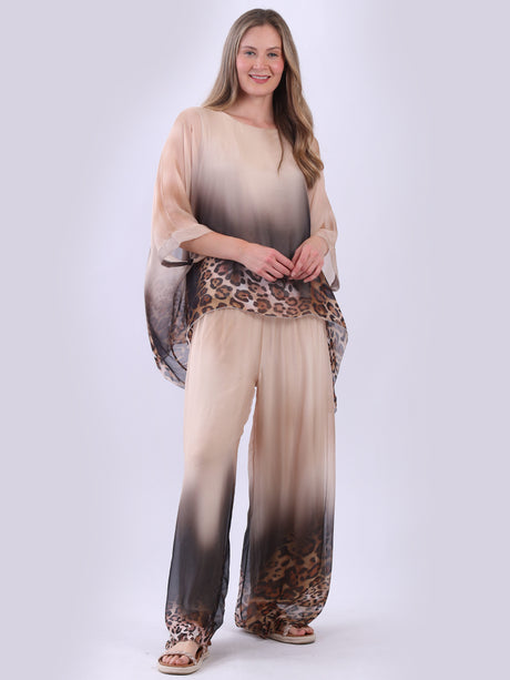 Batwing Silk Tunic Top Beige