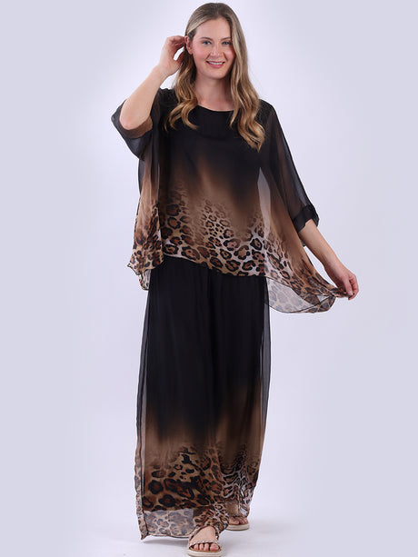 Batwing Silk Tunic Top Black
