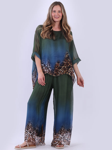 Batwing Silk Tunic Top Khaki