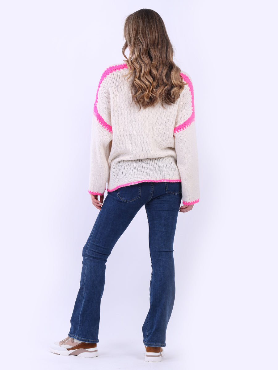 Triple Tie Whipstitch Wool Knitted Cardigan