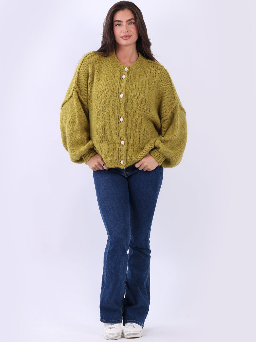 Button Down Crop Cardigan Olive