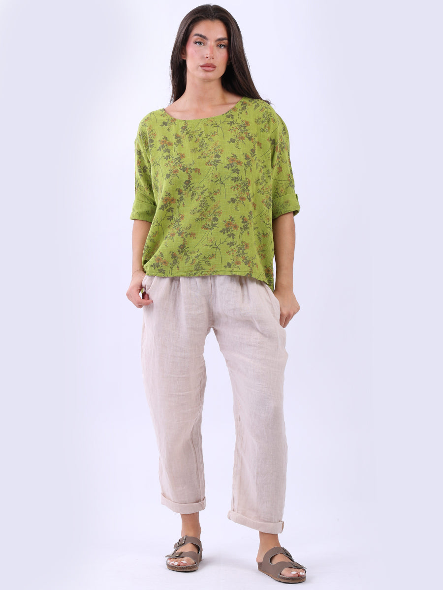 Floral Baggy Top Olive