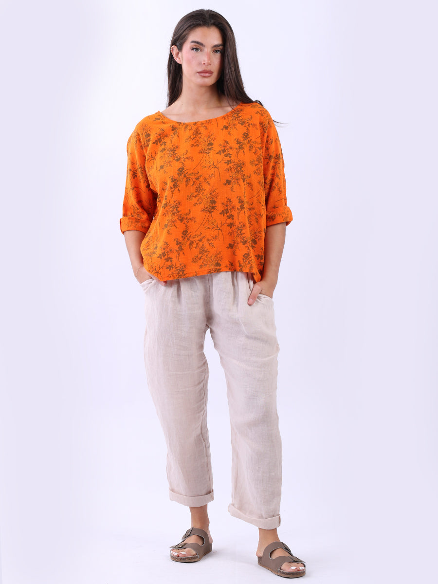 Floral Baggy Top Orange
