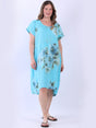 Floral Linen Dress Azure